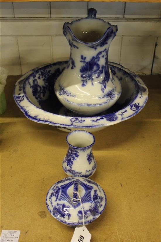 Blue & white jug & basin